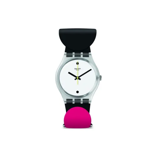 Swatch Quartz Механизм Унисекс Часы 34 мм Белый Циферблат Пластиковый Корпус Часы Резиновый Ремешок