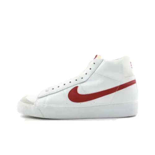 Nike Blazer Аbrasion Resistant Дышащие Высокие Кроссовки для Скейтбординга Унисекс Белый Красный