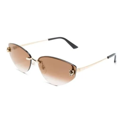 Cartier Металл Ацетат Нерегулярная форма Солнцезащитные очки Женские Коричневый