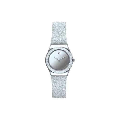 SWATCH Irony Collection Кварцевый механизм Женские часы 25 мм Серебристый циферблат Корпус из нержавеющей стали Ремешок из натуральной кожи