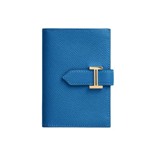 HERMES Bearn Эпсомская кожа Кошелек Держатель для карт Женские B3 BLEU Занзибар Танзанийский Синий