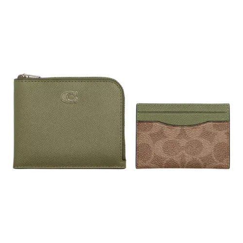 COACH 3 IN 1 Wallet Холст и Кожа Кошелек Мужской Оливково-Зеленый и Хаки