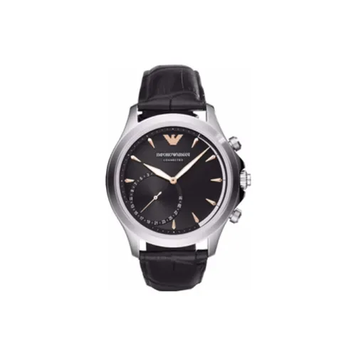 EMPORIO ARMANI Наручные часы Кварцевый механизм Кожаный ремешок 43 мм Черный циферблат Мужские часы