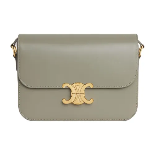 CELINE Triomphe Телячья кожа Портативная Сумка через плечо Сумка на плечо Женская Глина Зеленая