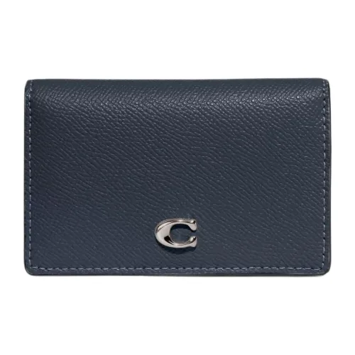 COACH Кожа Мелочь Кошелек Кошелек Женская Серебряная Панель из Денима