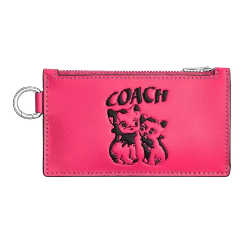 COACH Lil Nas Collaboration Телячья кожа Кошелек Держатель для карт Мужской Розовый Красный