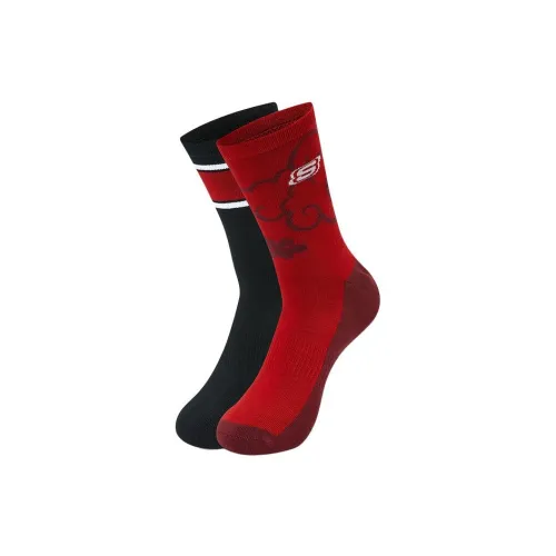 Skechers Новогодний 2 шт Кирпично-красный + Черный/03XM Унисекс MID Носки до икры