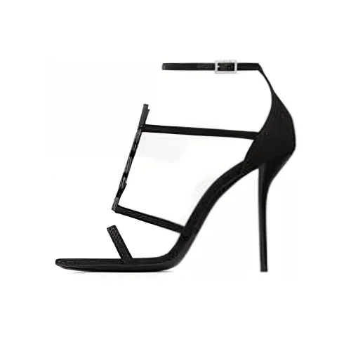 SAINT LAURENT One Ремень Сандалии 10 см Женские Черные