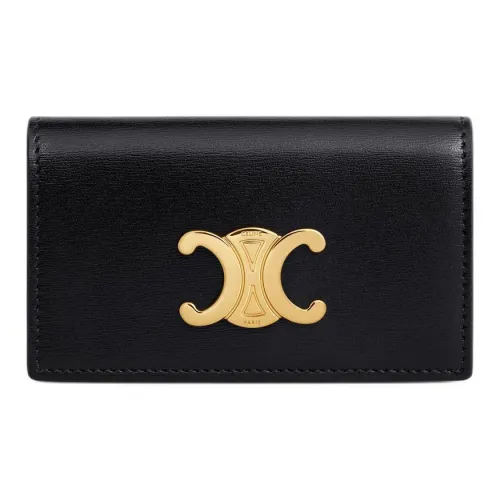 CELINE Triomphe Телячья кожа Key Pouch Женские Черный