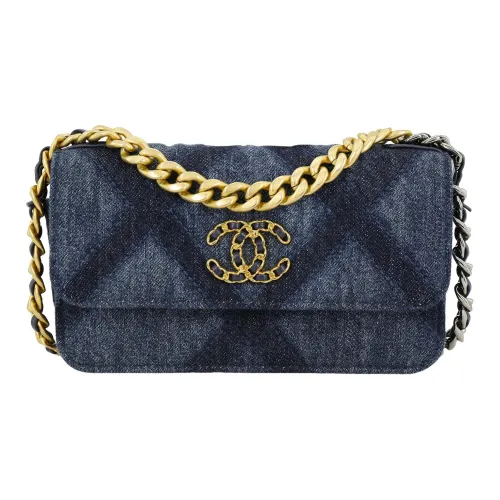 CHANEL 19Bag Denim Сумка через плечо Женская Выстиранный Синий