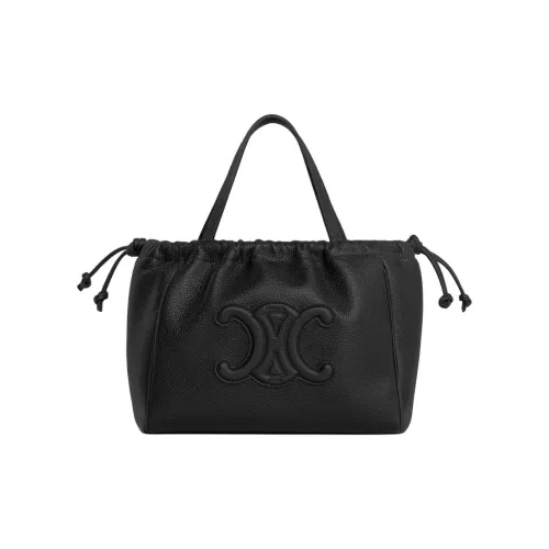 CELINE Cabas Grained Телячья кожа Сумка через плечо Сумка Маленькая Женская Черная