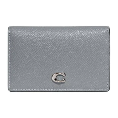 COACH Кожа Монетница Кошелек Женские Серый Синий