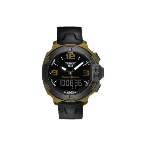 TISSOT Touchscreen Collection Кварцевый механизм Мужские часы Циферблат 42,15 мм Черный Силиконовый ремешок Алюминиевый корпус часов