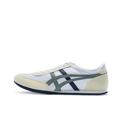 Onitsuka Tiger Machu Racer Шокабойеры Устойчивый к истиранию Низкий Топ Повседневный Унисекс Синий Серый