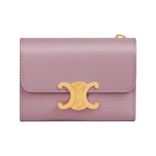 CELINE Triomphe Блестящий Телячья кожа Кошелек Женские Лепесток Розовый