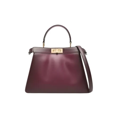 FENDI Peekaboo ISeeU Телячья кожа Сумка через плечо Сумка Большая Женская Бордо Фуксия