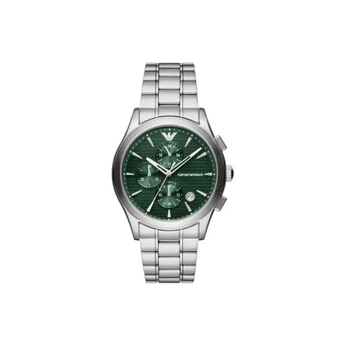 EMPORIO ARMANI Мужские часы Кварцевый механизм Ремешок из нержавеющей стали 42 мм Зеленый циферблат
