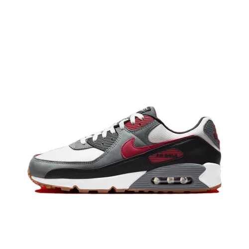 Nike Air Max 90 Устойчивый к истиранию Низкий Топ Casual Мужской Черный Серый Красный