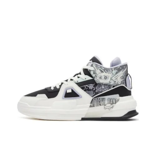 Erke Battery Panda Амортизация Износостойкий MID Топ Скейтборд Кроссовки Женские Черный Белый