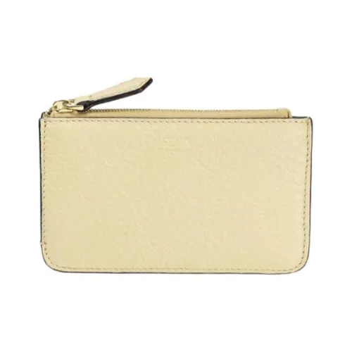 FENDI Кожа Монета Кошелек Кошелек Мини Женский Бежевый Золотой