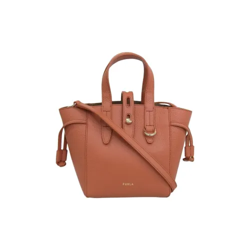 Furla Net Collection Рельефная Телячья Кожа Тоут Сумка Сумка для покупок Сумка через плечо Мини Сумка Женская Коричневая