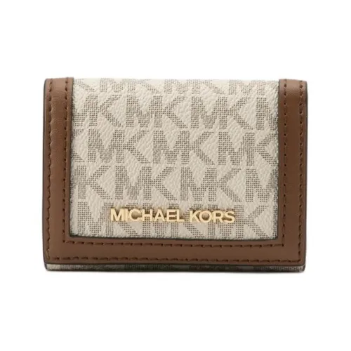 MICHAEL KORS Jet Set Travel Покрытый холст Кошелек Экстра Маленький Унисекс Ванильный Белый и Коричневый Желудь