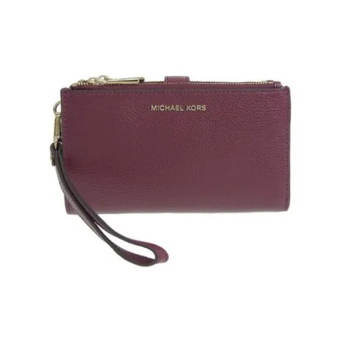 MICHAEL KORS Adele Litchi Grain Leather Wallet Women's Burgundy