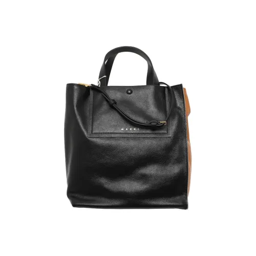 MARNI Museo Soft Телячья кожа Тоут Сумка Сумка для покупок Сумка через плечо Сумка Маленькая Женская Черная Коричневая