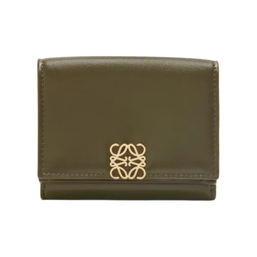 LOEWE Яркий Nappa Телячья кожа Кошелек Женские Темный хаки Зеленый