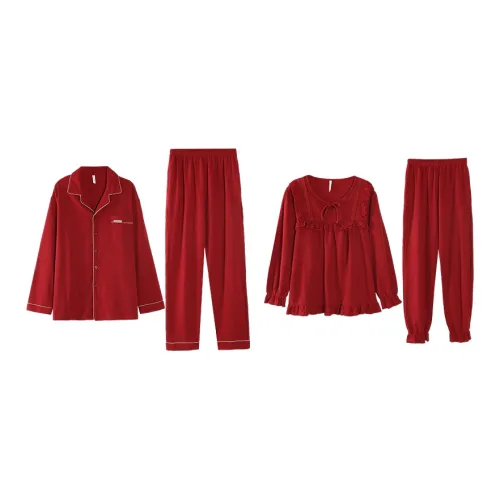 QINJING Красный Унисекс Пижамные комплекты