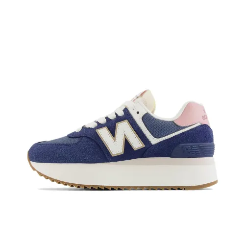 New Balance NB 574+ Low Топ Беговые кроссовки Женские Синий Белый Розовый