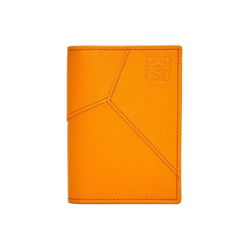 LOEWE Пазл Классический Коровья кожа Держатель для карт Мужской Внимание привлекающий Апельсинового цвета