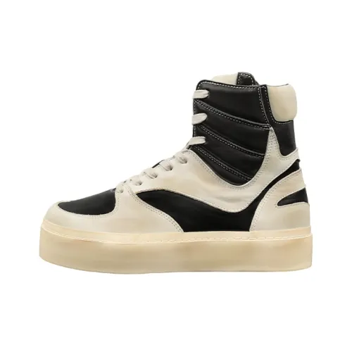 Invert Studio Покрытие Высота Увеличение Высокий Топ Спортивные Кроссовки для Скейтбординга Унисекс Черный Белый Потертый Пэчворк