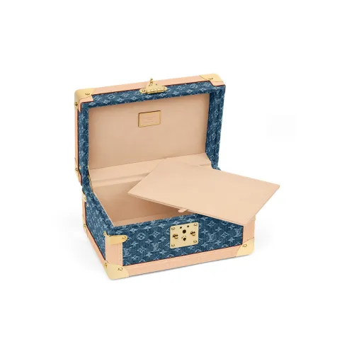 LOUIS VUITTON Кожа с Деним Твердый Чехол Унисекс Легкий Коричневый Синий