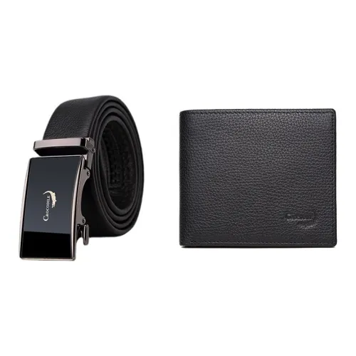 Крокодил Комбо Наборы Черный Кошелек + Ремень Набор Мужской