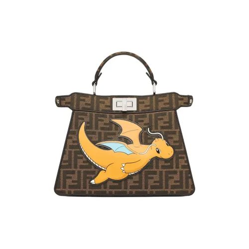 FENDI Покемон X FRGMT Nigo Collaboration Коллаборация Peekaboo ISeeU Полиэстер Сумка Маленькая Унисекс Коричневый