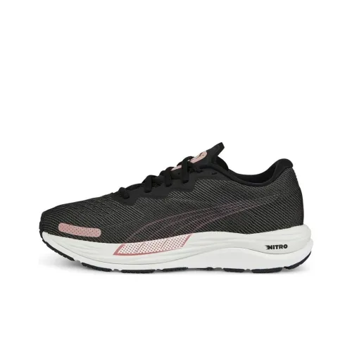 PUMA Velocity Nitro 2 Износостойкие Дышащие Низкие Беговые кроссовки Женские Черные Розовые