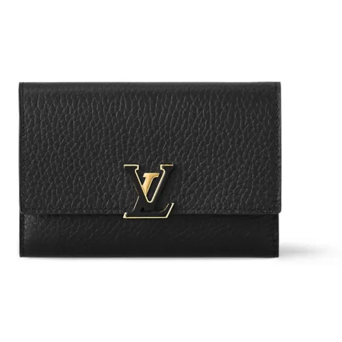 LOUIS VUITTON Capucines Taurillon Кожа Capson Кошелек Женские Черный Розово-красный