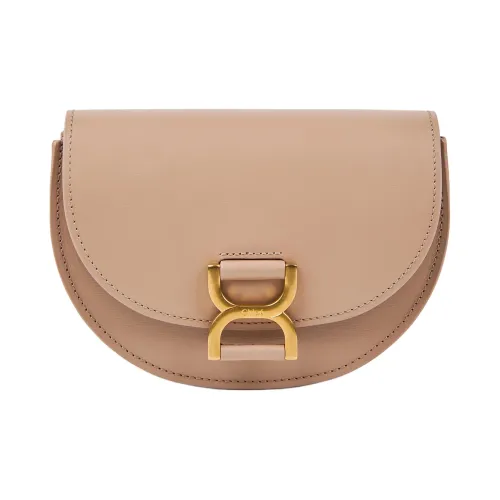 Chloe Marcie Smooth Calfskin Flap Bag Crossbody Shoulder Bag Mini Women's Beige Pink
