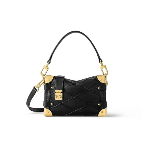 LOUIS VUITTON Lambskin Soft Box One Shoulder Bag Crossbody Bag Handbag Small Women's Black