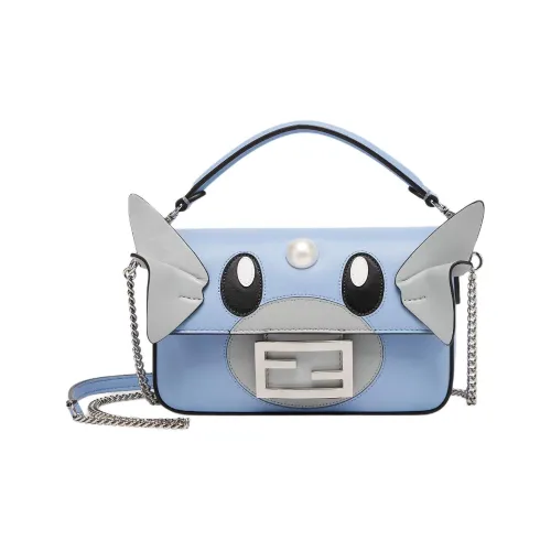FENDI Покемон X FRGMT Collaboration Baguette Овечья шкура Сумка через плечо Сумка Мини Unisex Light Синий