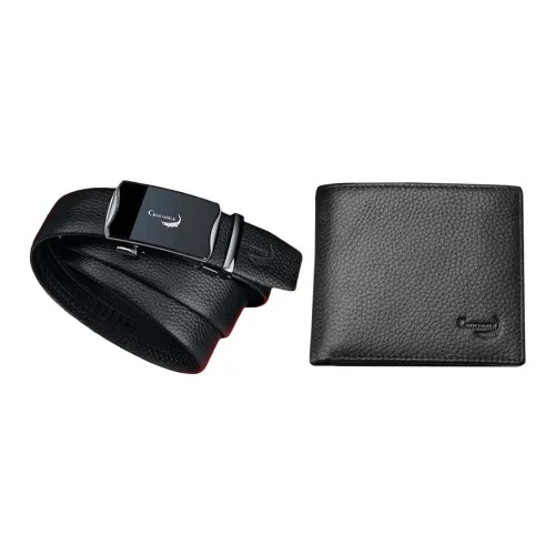 Крокодил Коровья кожа Combo Set Маленький Мужской Черный