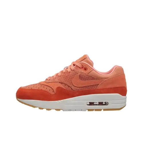 Nike Air Max 1 Устойчивые к истиранию Дышащие Низкие Беговые кроссовки Женские Розовые