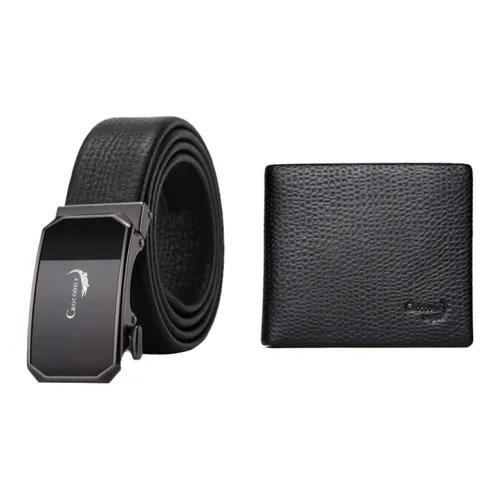 Крокодил Комбо Наборы Черный Кошелек + Ремень Набор Мужской