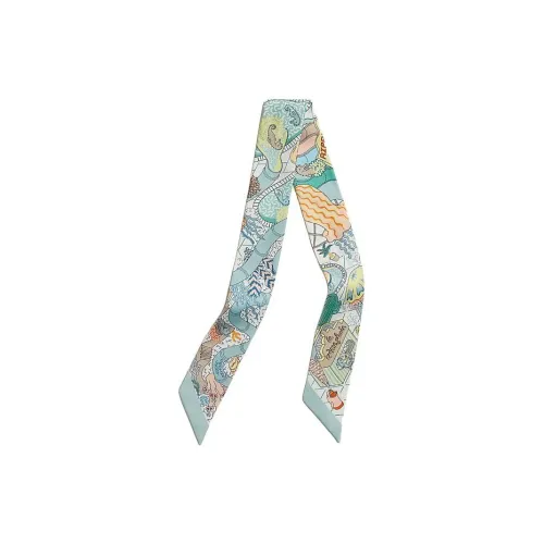 HERMES Шарфы из шелка тутового дерева Унисекс Циан