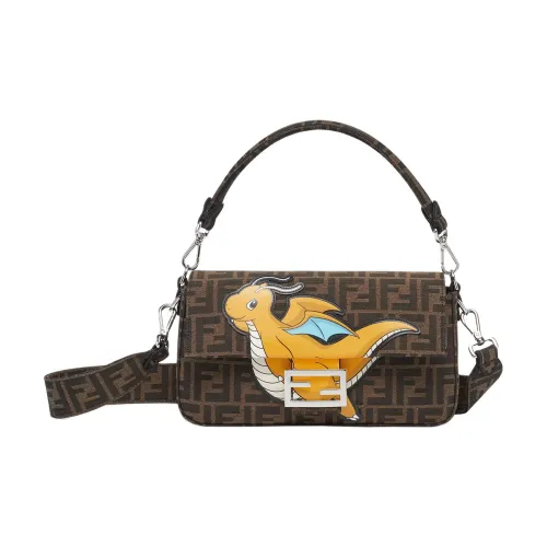 FENDI Покемон X FRGMT Nigo Collaboration Коллаборация Baguette Полиэстер Сумка через плечо Сумка Мини Унисекс Коричневый