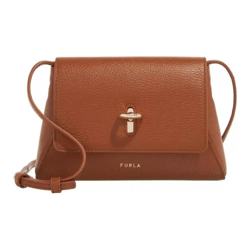 Furla Мягкая кожа Сумка через плечо Маленькая Женская Коньяк