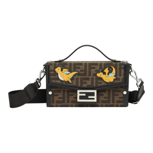 FENDI Покемон X FRGMT Nigo Collaboration Коллаборация Baguette Коровья кожа Сумка Сумка через плечо Сумка через плечо Женская Коричневая