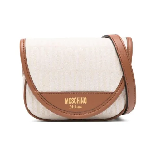 MOSCHINO Хлопковая Смешанная Вискоза Портативная Сумка через плечо Сумка на плечо Женская Светлый Бежевый и Карамельный Коричневый