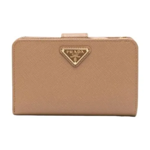 PRADA Saffiano кожа держатель для карт кошелек женский светло-коричневый